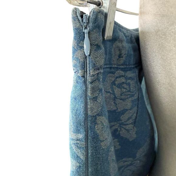 Abercrombie & Fitch Denim Floral Shimmery Mini Skirt 6 Whimsical Y2K Preppy Prep - Picture 3 of 9